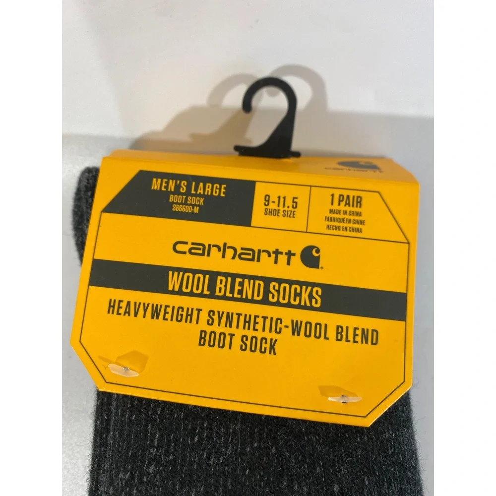 Carhartt Mens Heavyweight Wool Blend Boot Socks Black SB6600-M Size Large 1 Pair